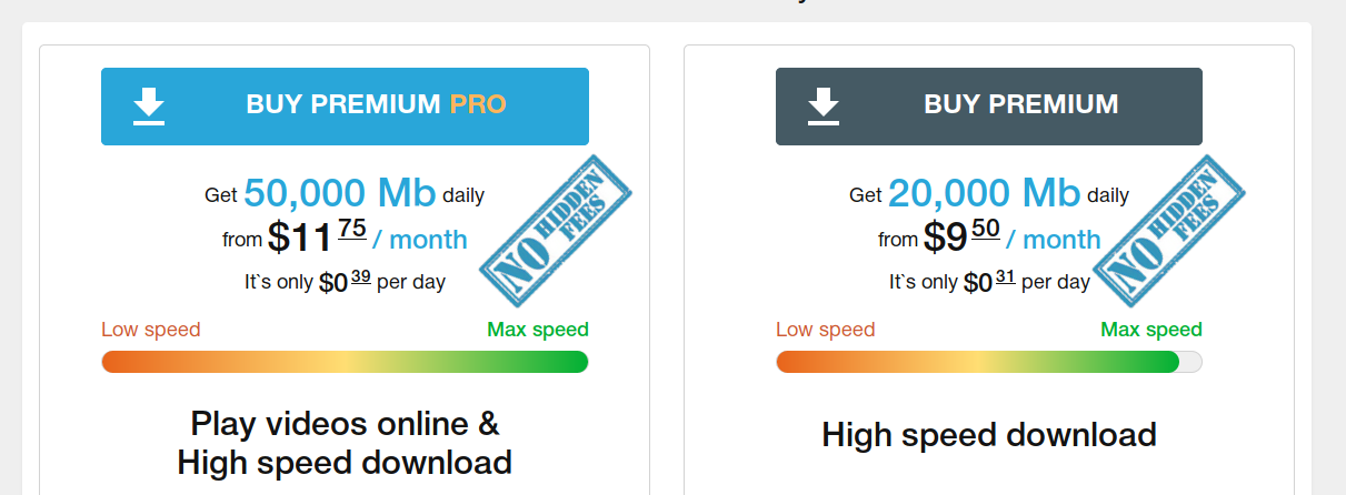 screenshot of k2s.cc premium download limits